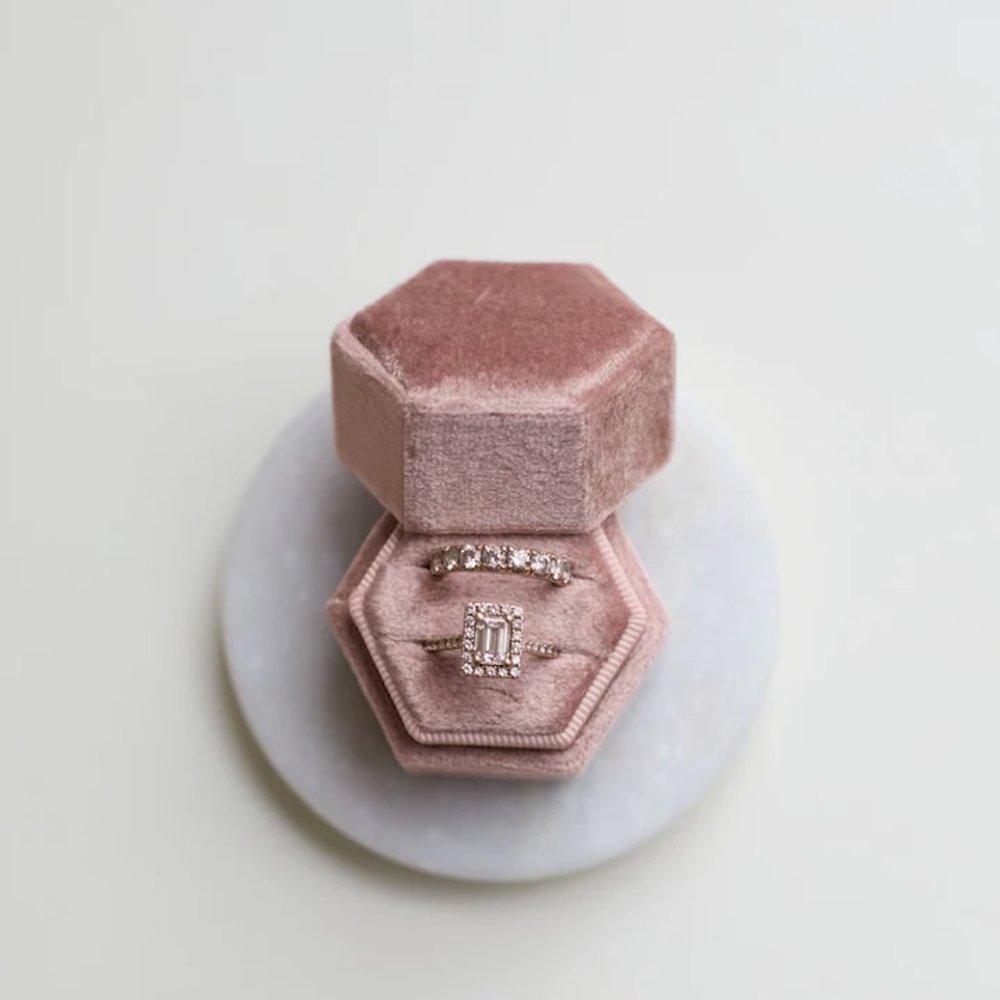Six Stories Velvet Ring Box - Dusty Rose